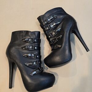 Elegant Black Buckle Stiletto Heels